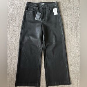 Paige Black Wide-Leg Coated Jeans